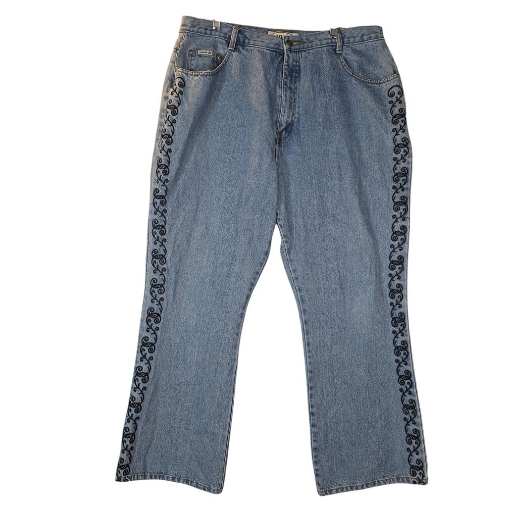 Zana.di Embroidered Straight Leg Jeans Womens 22 Boho Western Y2K Casual Outdoor